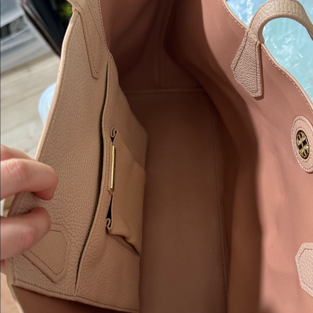 Tory Burch Perry leather Pebbled light Blush Pink Neutral Leather Tote - Picture 4 of 6